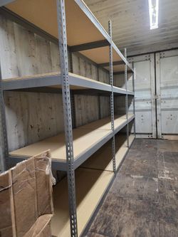 4 Tier Shelving 48 in W x 24 in D American Made Used Heavy Duty Steel Boltless Storage Rack Delivery Available