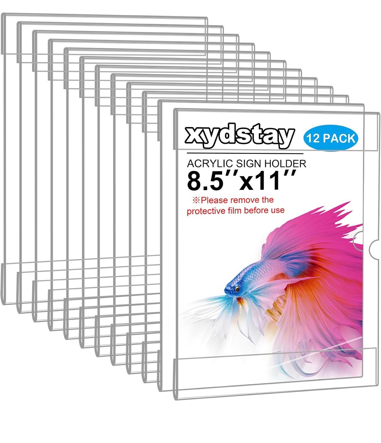 12 pack 8.5 X 11 Wall Mount Acrylic Sign Holder with Tape, Clear Plastic Menu 