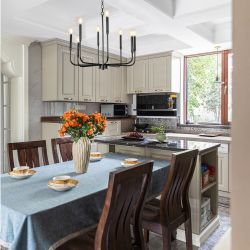 Farmhouse Chandelier 8-Light, Adjustable Height Modern Candle Dining Room Light Fixture