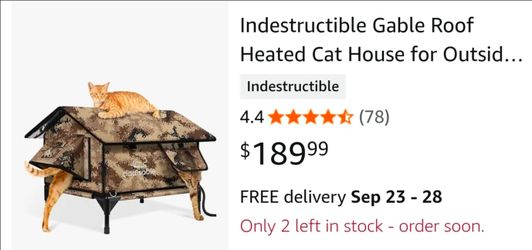 Weatherproof Heated Cat House For Outdoor In Winter, Heated Cat Bed Kitty Shelter With Cat Heating Pad