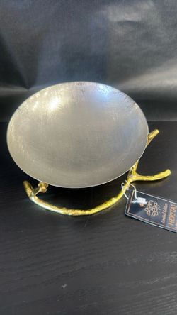 Round Branch Footed Fruit Bowl Brass &S/S Brushed  48cm By 25 cm