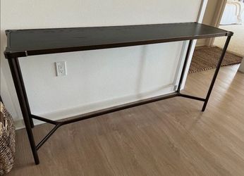 WEST ELM  Mateo decorative piece BRAND NEW  *white glove assembled* Oak Veneer Top Cerused Black Finish; Steel Legs In Oil Rubbed Bronze   Pickup Irvi