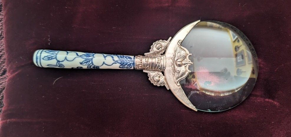 Vintage Magnifying glass, SP & Porcelain