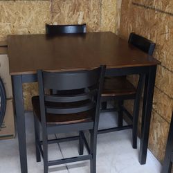 Tall Square Table And 4 Chairs