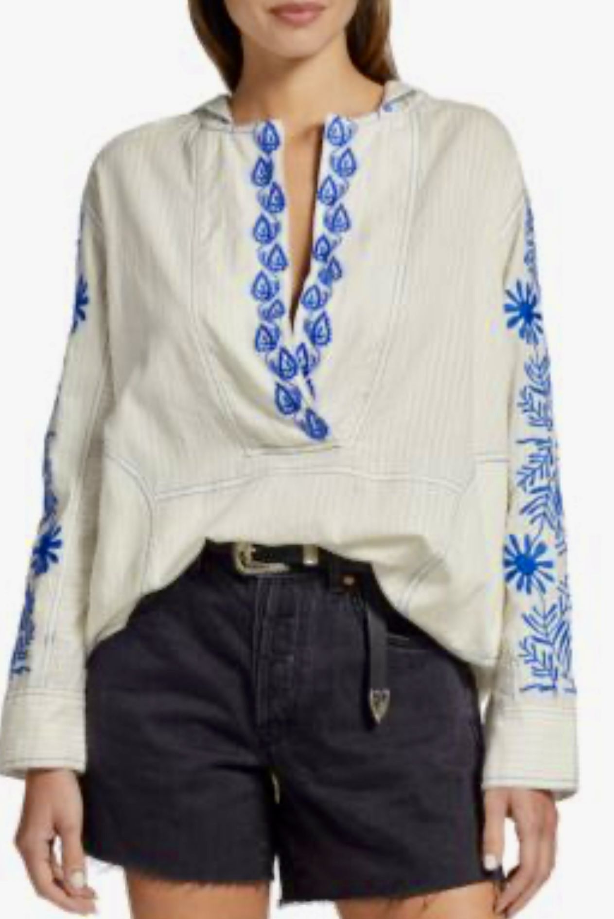 NEW Free People Lagos Embroidered Hoodie Top