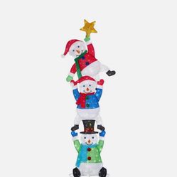 HOME ACCENTS HOLIDAY 7 ft. Icicle Shimmer LED Stacked Snowmen Holiday Yard Decoration