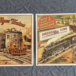 Vintage Style American Flyer Train Tin Signs – Set of 2