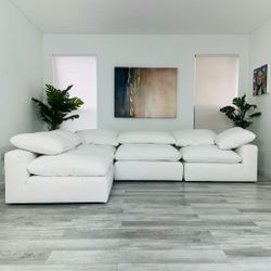 Sectional Modular Cloud 4Pcs Nixon White Fabric City Furniture - FREE DELIVERY