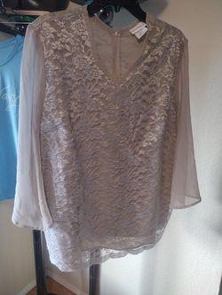 Elisabeth Williams Elegant Floral Lace Top Size XL Evening Blouse