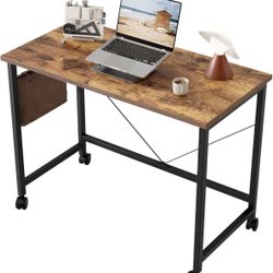 Rolling Computer Desk with Wheels, Gaming Desk for Small Spaces, Modern Simple Style Table for Home Office, Study Writing Table