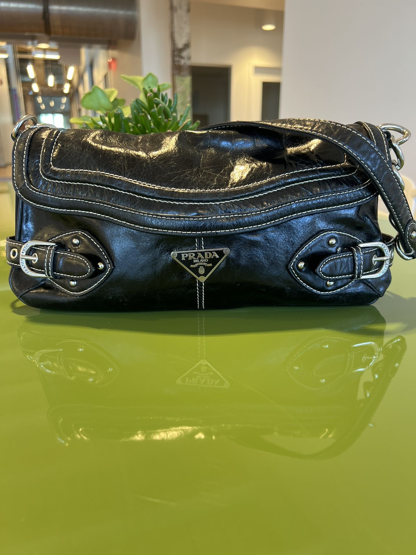 Franco Sarto Black Leather Shoulder Women  Bag 