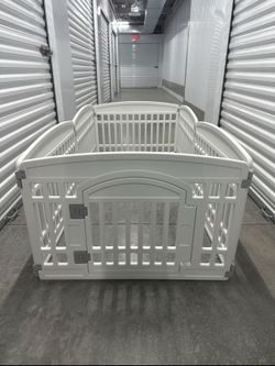 Gupamiga Pet Playpen 6 Panel Foldable Gate Dogs Heavy Plastic Puppy Exercise Pen White