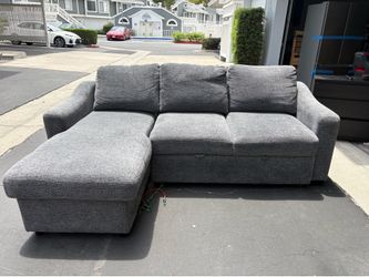 Gray Sofa Bed Couch – Storage + Outlets Included — Open to Negotiate