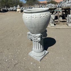 New Flower Pot With Base Made Out Of Cement 