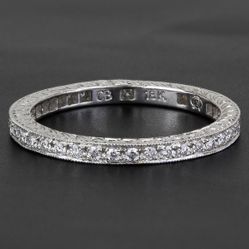 New Carl Blackburn 18k White Gold & Diamond Stackable Eternity Anniversary Ring