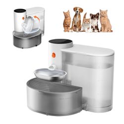 Smart Pet Water Fountain, Stainless Steel Bowl,  Self-Refill Tipping Wastewater Separation, 3.5L