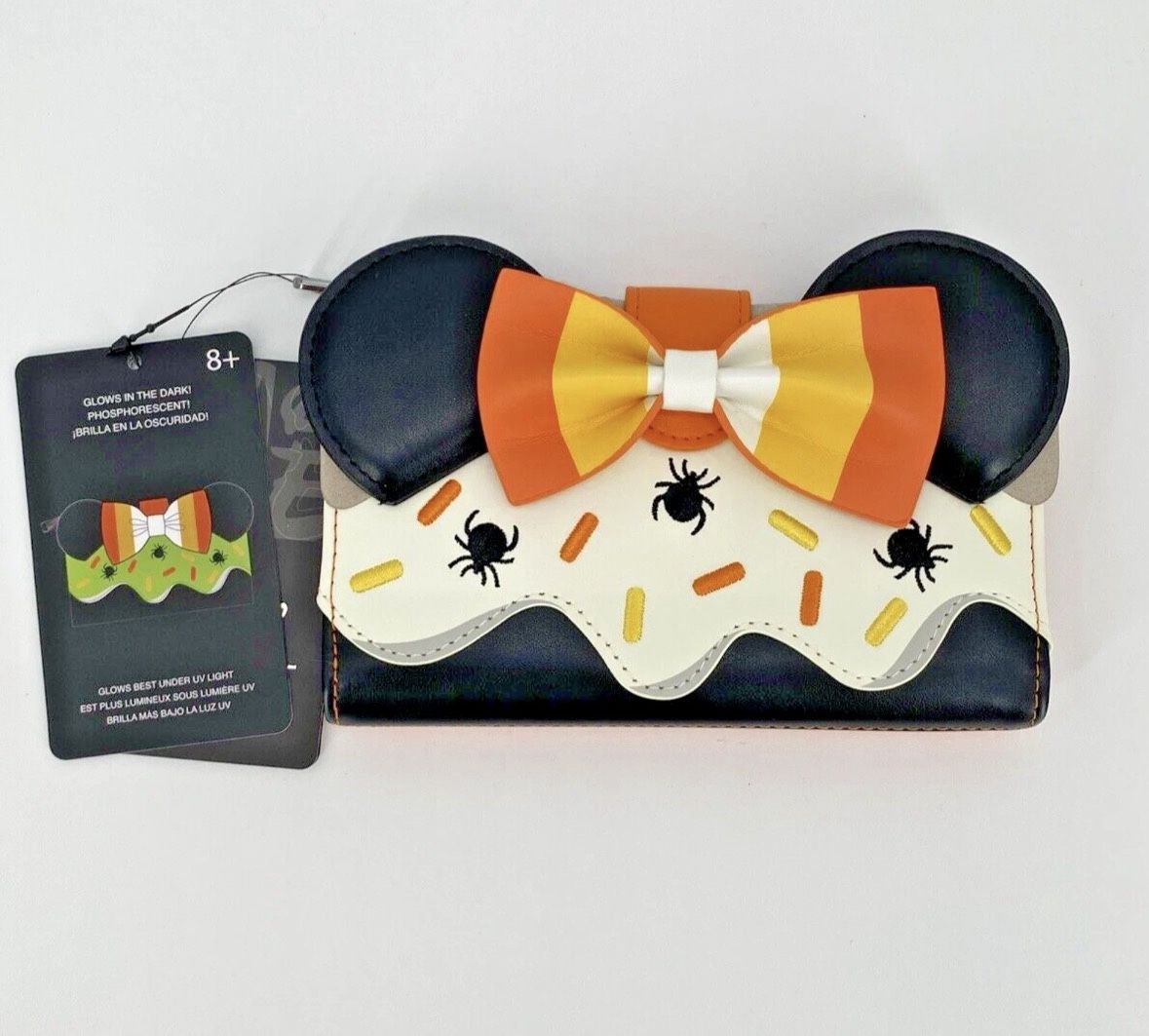 Loungefly Disney Minnie Mouse Candy Corn Cupcake Flap Wallet Glow In Dark NWT