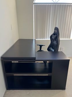 L-Shaped Computer Desk + Gaming Chair Set
