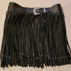 Ladies Leather Belt w/Tooling Detail & leather Fringe (READ POST)