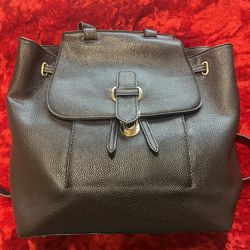 Michael Kors Black Leather Backpack Purse 