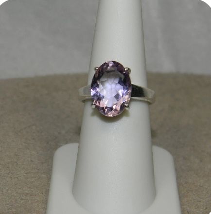 Amethyst Oval Ring Silver - Size 7