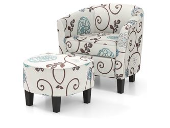 Giantex Small Accent Chair with Ottoman Set,