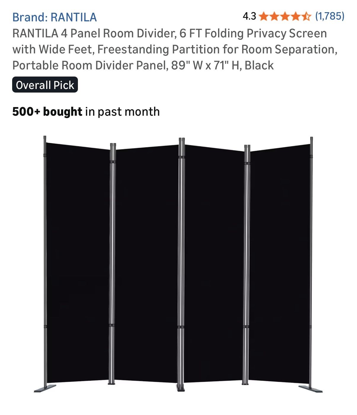 Four panel room dividers