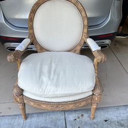 French Louis XVI Bergere chair  by Maitland Smith Beautifully carved wood