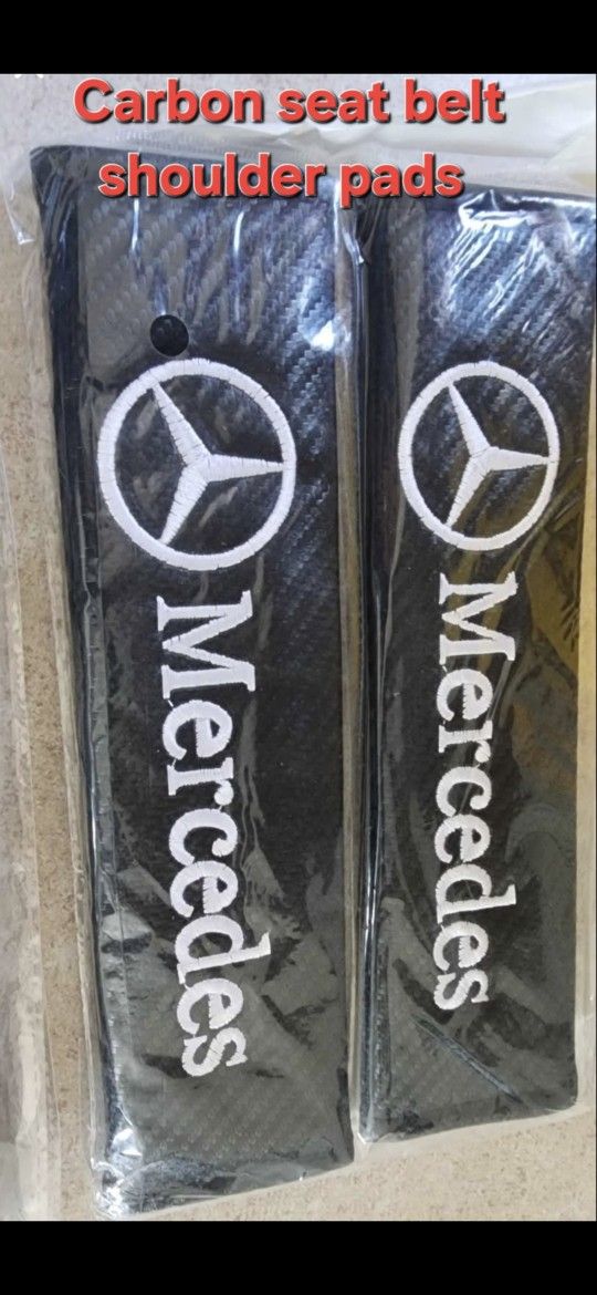 new Mercedes embroidered seat belt shoulder strap pads covers.  All Pics Sold Separately SHIPPING AVAILABLE 