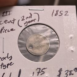 1852 3 Cent Silver 
