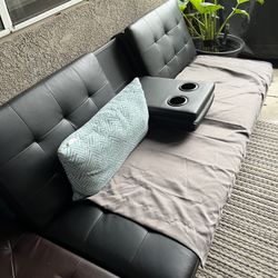 Faux Leather Futon (Good Condition 