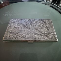 Antique Italian 800 Silver Engraved Floral Design Skip Box Collectible