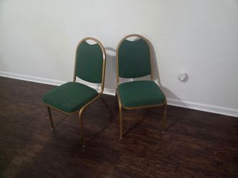 Set of 2 Green Upholstered Banquet Chairs
