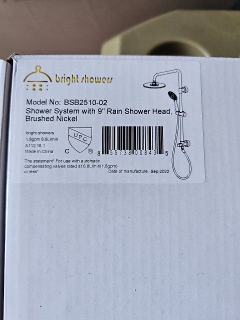 Brand New BRIGHT SHOWERS Rain Shower Heads System Including Rainfall Shower Head and Handheld Shower Head with Height Adjustable Holder, Solid Brass R
