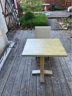 Bar wood table with Leather chair