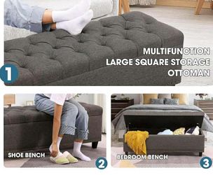 51" Ottoman Storage Benches, 30 Gallons End of Bed Storage Bench, Large Rectangular Ottoman, Button-Tufted Ottoman with Storage for Living Room Bedroo
