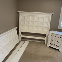 Full size or queen. Headboard Footboard side rails  and nightstand