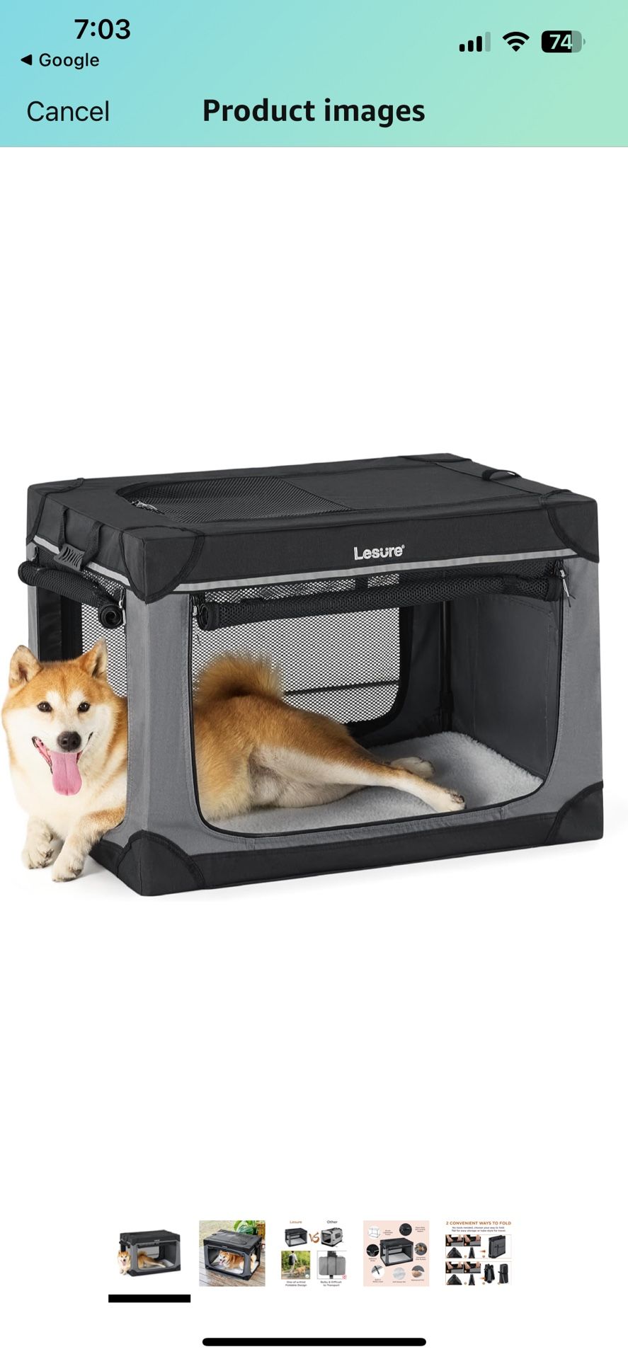 LeSure Collapsible Soft Dog. Crate