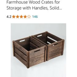 2pk Wooden Crates Brown