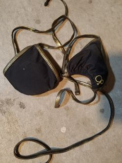 Black and gold bikini top