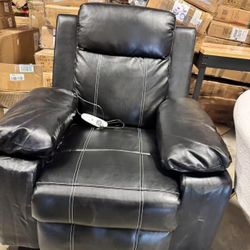 Leather Recliner Chair, Overstuffed Manual Recliner, with massage , black  