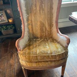 Pink And Gold Wingback Chair