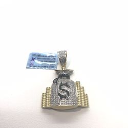 Gold Diamonds Money Bag Pendant 