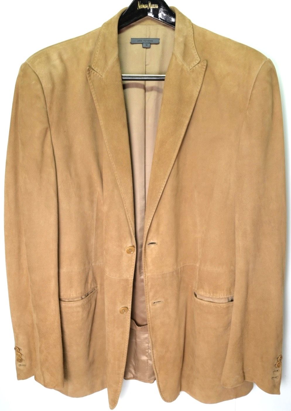 John Varvatos Suede Blazer Sport Coat Jacket Mens Brown Tan Goat Suede Size 58