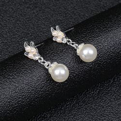 Pearl necklace women's earrings set fashion temperament French alloy droplet flower bridal dress wedding dress