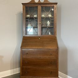 Vintage 3 Drawer Glass Door Hutch