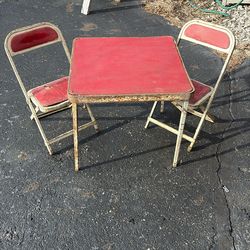 1950’s Kids Metal Folding Table And Chairs