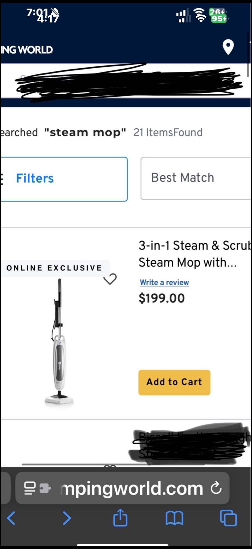 In the box Brand New π¨ Steam Mop Brand New in box never opened Reliable 300CU β $80