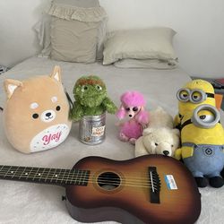 I sell stuffed animals and a guitar For Kid