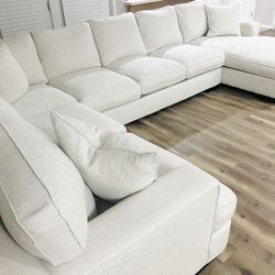 Potato Barn John Michael Designs Chaise Sectional, Revolution Performance Fabric “Natural” (Ivory)